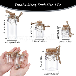 4 шт. прозрачные стеклянные пустые бутылки с кожаными подвесками в виде сердца с отпечатком лапы из сплава AJEW-NB00014