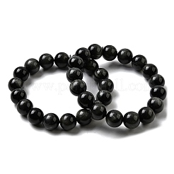 Bracelets extensibles en perles rondes en pierre œil d'aigle naturelle de qualité A pour femmes&nbsp;BJEW-L712-B06-12mm