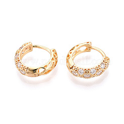 Латунные серьги-кольца из прозрачного кубического циркония EJEW-T048-45G
