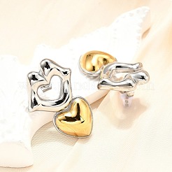 Двухцветные серьги-гвоздики из нержавеющей стали 304 для женщин&nbsp;EJEW-R023-01GP-05