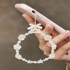 2шт. 2-х стилистический пластиковый ремешок для мобильного телефона с бусинами&nbsp;AJEW-LP0005-93