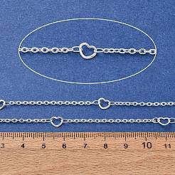304ステンレススチールアズキチェーン  心臓リンクチェーン  ハンダ付け  スプールで  銀  5x6x0.5mm＆2.5x2x0.3mm＆4x2.5x0.3mm&nbsp;SA-CBA4160-16S