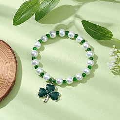 Стеклянный жемчуг бисером браслеты простирания&nbsp;BJEW-JB11191