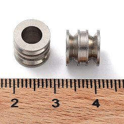 変色しない303ステンレススチールヨーロピアンビーズ  大穴ビーズ  溝付き柱  ステンレス鋼色  9x8mm  穴：5mm&nbsp;STAS-Q302-17A-P