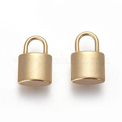 PVD真空メッキ304ステンレスペンダント  南京錠  ゴールドカラー  15.5x9.5x4.5mm  穴：4.5x5.5mm&nbsp;STAS-I101-14G