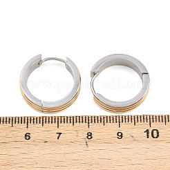 Двухцветные серьги-кольца из нержавеющей стали 304 в полоску&nbsp;EJEW-L307-03GP