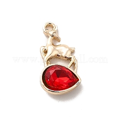 UVメッキ合金ガラスペンダント  ゴールドカラー  ティアドロップチャームが付いた羊  ミックスカラー  20x10x4mm  穴：1.7mm&nbsp;PALLOY-M209-03G