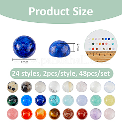 48 шт. 24 стиля кабошонов из натуральных и синтетических смешанных драгоценных камней G-FH0002-50