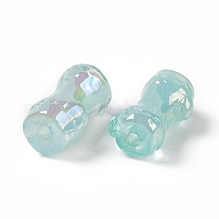 UVメッキレインボー虹色アクリルビーズ  竹の棒  淡いターコイズ  24.5x13x11.5mm  穴：3mm&nbsp;PACR-M003-06A