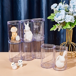 透明なプラスチックのミニフィギュアのディスプレイケース  模型用防塵ボックス  ビルディングブロック  人形ディスプレイホルダー  半円柱  透明  10.3x6.4x6.4cm&nbsp;ODIS-WH0043-30