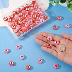 70 шт. 7-х цветные прозрачные бусины из смолы в форме ронделла европейские&nbsp;RESI-TA0004-82