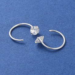 999 finos pendientes de plata con micro pavé de circonitas cúbicas transparentes&nbsp;EJEW-P296-28E-S