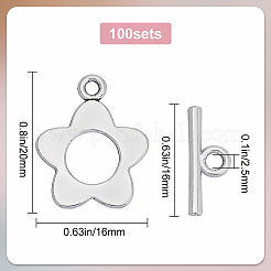 100 шт. застежки-тоггл в тибетском стиле с цветочным узором FIND-SC0008-10