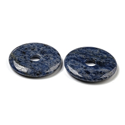 天然石ソーダライトペンダント  ドーナツのチャーム  47x7mm  穴：10mm&nbsp;G-G132-02B-07
