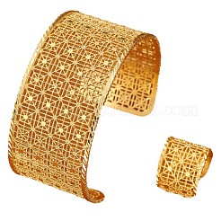 Set di bracciali rigidi e anelli da donna in lega di zinco con filigrana geometrica.&nbsp;WG9AF22-01