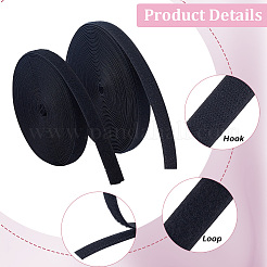 25m 2スタイルのポリエステルフックアンドループテープ  ブラック  20~20.5x1~1.3mm  12.5m /スタイル&nbsp;DIY-CY0003-65A-02