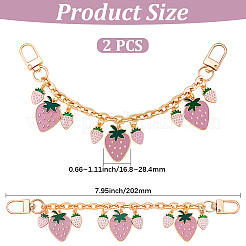 2 Stück Legierung Emaille rosa und Pflaume Erdbeere Charme Kabel Kette Tasche dekorative Ketten&nbsp;HJEW-BBC0001-30