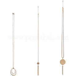 3 шт. 3 стиля сплава каплевидный диск узел кулон длинное ожерелье комплект NJEW-WH20050-01KCG