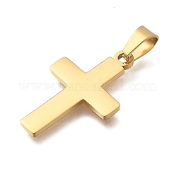 イオンプレーティング（IP）304ステンレスペンダント  ラテン十字架  ゴールドカラー  27x16.5x1.5mm  穴：4x7mm&nbsp;STAS-G102-20G-01