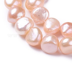 天然養殖淡水パールビーズ連売り  研磨両側  桃パフ  4~15x4~15mm  穴：0.5~1mm  約24~95個/連  14.3インチ〜14.9インチ（36.5~38cm）&nbsp;PEAR-L021-19A-01