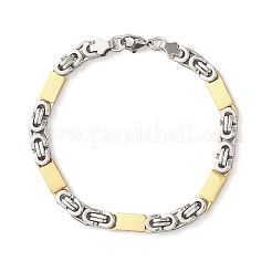 Браслеты из прямоугольных звеньев и византийских цепочек из нержавеющей стали 304 для женщин и мужчин.&nbsp;BJEW-F527-08B-GP