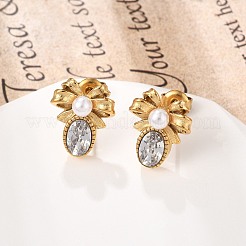 Pendientes de acero inoxidable 304 con micropavé de circonitas cúbicas transparentes&nbsp;LS-EJEW-I318-03G-01