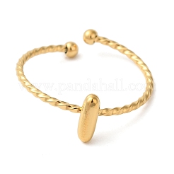 304ステンレススチールオープンカフリング  女性のためのジュエリー  18KGP本金メッキ  文字I  内径：19mm  文字：1mm&nbsp;RJEW-K261-02G-I