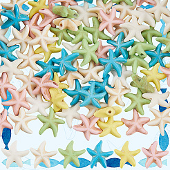 120шт 6 стиля окрашенные синтетические бирюзовые бусины G-SC0003-48