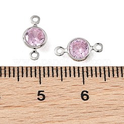 Breloques connecteurs plates rondes en laiton pavé de zircone cubique shegrace&nbsp;XGRQ2O695-443B-P
