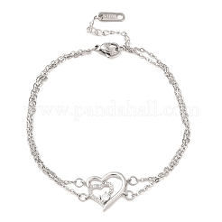Doppellagige Armbänder aus Messing mit Mikropavé-Fassung aus klaren Zirkonia&nbsp;BJEW-C155-02P
