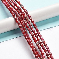 ナチュラルインペリアルジャスパービーズ連売り  染め  ライス  レッド  6x4.5mm  穴：0.5mm  約68個/連  15.94インチ（40.5cm）&nbsp;G-C034-05A