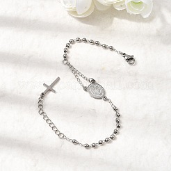 Браслеты из нержавеющей стали 304 с крестом Святого Бенедикта для женщин&nbsp;BJEW-K295-02P