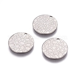 変色しないステンレスペンダント  フラットラウンド  ステンレス鋼色  15x1mm  穴：1.5mm&nbsp;X-STAS-I098-03-P