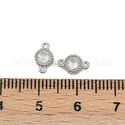 304 нержавеющая сталь паве прозрачные кубические цирконии плоские круглые звенья соединительные подвески&nbsp;STAS-F322-12P