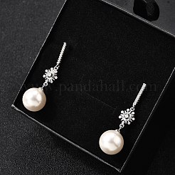 925 серебряная серьга-гвоздик с подвеской в виде солнца и прозрачного кубического циркония EJEW-L300-04P