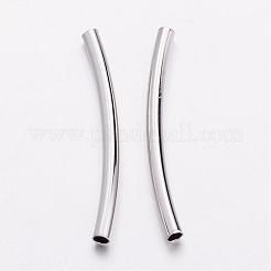 真鍮製チューブビーズ  カーブ  ニッケルフリー  プラチナ  25x2mm  穴：1mm&nbsp;EC0582x25mm-NF