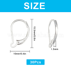 真鍮フレンチフックピアスのパーツ30個。  925銀メッキ  15.5x10x1.5mm  ピン：0.7mm&nbsp;KK-SC0002-29S
