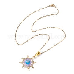 Стеклянные бусины и ожерелья ручной работы с подвесками в виде звездочек от сглаза NJEW-MZ00098-02