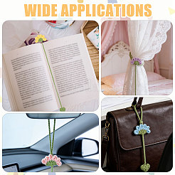 5 segnalibro da appendere in lana all'uncinetto con fiori e cuori in 5 colori&nbsp;AJEW-GL0003-55