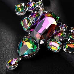 Прямоугольные латунные ожерелья с подвесками и серьги-гвоздики со стразами&nbsp;FS-WG11BAE-02