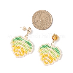 Серьги-гвоздики в форме листа из нержавеющей стали 304 с бусинами из стекла&nbsp;EJEW-MZ00536-02