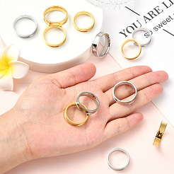12 шт. 12 стиля 201 нержавеющая сталь рифленые кольца для пальцев&nbsp;RJEW-SC0001-29