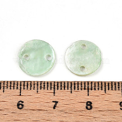 スプレー塗装された天然カピス貝のコネクタチャーム  ディスクリンク  アクアマリン  11~11.5x0.5~1.5mm  穴：1.2~1.6mm&nbsp;SSHEL-N039-03G