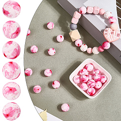 30 шт. круглые силиконовые бусины с цветочным узором&nbsp;SIL-SC0002-84H