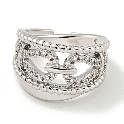 Стойки с покрытием из латуни микро-паве цепи с цирконием открытые кольца-манжеты для женщин&nbsp;RJEW-I104-08P