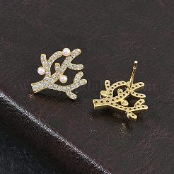 Boucles d'oreilles en laiton avec micro pavé de zircons cubiques pour femmes&nbsp;EJEW-A167-15G