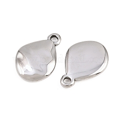 304ステンレスペンダント  ティアドロップチャーム  ステンレス鋼色  16x11x2.2mm  穴：1.4mm&nbsp;STAS-L317-19P