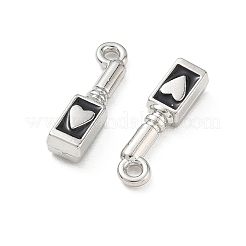 合金エナメルチャーム  ハートのチャームが付いたボトル  長持ちメッキ  プラチナ  19.5x6x3.5mm  穴：1.8mm&nbsp;FIND-D044-13P