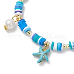 2шт. браслеты с подвесками из синтетической бирюзы и искусственного жемчуга ABS&nbsp;BJEW-JB12044