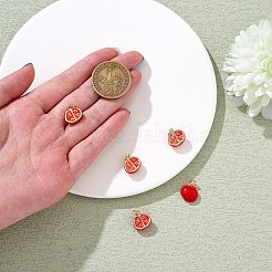 5 ピース ザクロ チャーム ペンダント エナメル フルーツ チャーム イミテーション フルーツ ペンダント ジュエリー キーホルダー ネックレス イヤリング 工芸品  ゴールドカラー  12.8x12mm  穴：3mm&nbsp;JX381A